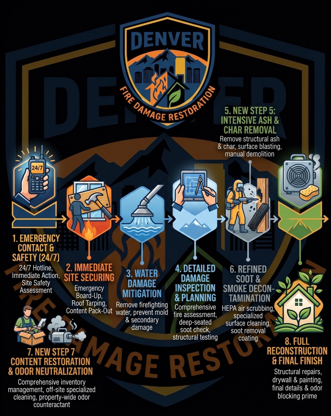 The eight-step Denver Fire Damage Restoration process